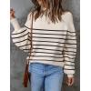 ZESICA Women’s 2026 Spring Fashion Turtleneck Long Sleeve Striped Ribbed Knit Loose Pullover Sweater Tops(Apricot)