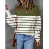 ZESICA Women’s 2026 Spring Fashion Turtleneck Long Sleeve Striped Ribbed Knit Loose Pullover Sweater Tops(Armygreen)