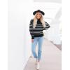ZESICA Women’s 2026 Spring Fashion Turtleneck Long Sleeve Striped Ribbed Knit Loose Pullover Sweater Tops(Black)