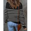 ZESICA Women’s 2026 Spring Fashion Turtleneck Long Sleeve Striped Ribbed Knit Loose Pullover Sweater Tops(Black)