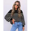ZESICA Women’s 2026 Spring Fashion Turtleneck Long Sleeve Striped Ribbed Knit Loose Pullover Sweater Tops(Black)
