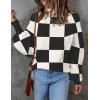 ZESICA Women’s 2026 Spring Fashion Turtleneck Long Sleeve Striped Ribbed Knit Loose Pullover Sweater Tops(Blackplaid)