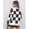ZESICA Women’s 2026 Spring Fashion Turtleneck Long Sleeve Striped Ribbed Knit Loose Pullover Sweater Tops(Blackplaid)