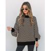 ZESICA Women’s 2026 Spring Fashion Turtleneck Long Sleeve Striped Ribbed Knit Loose Pullover Sweater Tops(Brownstripe)