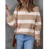 ZESICA Women’s 2026 Spring Fashion Turtleneck Long Sleeve Striped Ribbed Knit Loose Pullover Sweater Tops(Camel)
