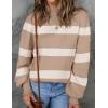 ZESICA Women’s 2026 Spring Fashion Turtleneck Long Sleeve Striped Ribbed Knit Loose Pullover Sweater Tops(Camel)