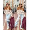 ZESICA Women’s 2026 Spring Fashion Turtleneck Long Sleeve Striped Ribbed Knit Loose Pullover Sweater Tops(Caramel)
