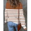 ZESICA Women’s 2026 Spring Fashion Turtleneck Long Sleeve Striped Ribbed Knit Loose Pullover Sweater Tops(Caramel)