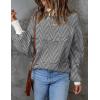 ZESICA Women’s 2026 Spring Fashion Turtleneck Long Sleeve Striped Ribbed Knit Loose Pullover Sweater Tops(Carbon)