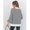 ZESICA Women’s 2026 Spring Fashion Turtleneck Long Sleeve Striped Ribbed Knit Loose Pullover Sweater Tops(Carbon)