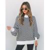 ZESICA Women’s 2026 Spring Fashion Turtleneck Long Sleeve Striped Ribbed Knit Loose Pullover Sweater Tops(Carbon)