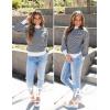 ZESICA Women’s 2026 Spring Fashion Turtleneck Long Sleeve Striped Ribbed Knit Loose Pullover Sweater Tops(Carbon)