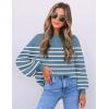 ZESICA Women’s 2026 Spring Fashion Turtleneck Long Sleeve Striped Ribbed Knit Loose Pullover Sweater Tops(Darkblue)