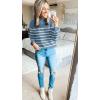 ZESICA Women’s 2026 Spring Fashion Turtleneck Long Sleeve Striped Ribbed Knit Loose Pullover Sweater Tops(Darkblue)