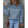 ZESICA Women’s 2026 Spring Fashion Turtleneck Long Sleeve Striped Ribbed Knit Loose Pullover Sweater Tops(Darkblue)