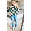ZESICA Women’s 2026 Spring Fashion Turtleneck Long Sleeve Striped Ribbed Knit Loose Pullover Sweater Tops(Darkgreenplaid)
