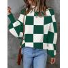 ZESICA Women’s 2026 Spring Fashion Turtleneck Long Sleeve Striped Ribbed Knit Loose Pullover Sweater Tops(Darkgreenplaid)