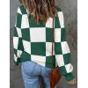 ZESICA Women’s 2026 Spring Fashion Turtleneck Long Sleeve Striped Ribbed Knit Loose Pullover Sweater Tops(Darkgreenplaid)