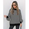 ZESICA Women’s 2026 Spring Fashion Turtleneck Long Sleeve Striped Ribbed Knit Loose Pullover Sweater Tops(Dim)