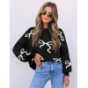ZESICA Women’s 2026 Spring Fashion Turtleneck Long Sleeve Striped Ribbed Knit Loose Pullover Sweater Tops(Ebony)
