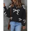 ZESICA Women’s 2026 Spring Fashion Turtleneck Long Sleeve Striped Ribbed Knit Loose Pullover Sweater Tops(Ebony)