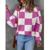 ZESICA Women’s 2026 Spring Fashion Turtleneck Long Sleeve Striped Ribbed Knit Loose Pullover Sweater Tops(Eggplant)