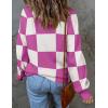 ZESICA Women’s 2026 Spring Fashion Turtleneck Long Sleeve Striped Ribbed Knit Loose Pullover Sweater Tops(Eggplant)