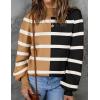 ZESICA Women’s 2026 Spring Fashion Turtleneck Long Sleeve Striped Ribbed Knit Loose Pullover Sweater Tops(Lightkhaki)