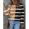 ZESICA Women’s 2026 Spring Fashion Turtleneck Long Sleeve Striped Ribbed Knit Loose Pullover Sweater Tops(Lightkhaki)