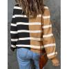 ZESICA Women’s 2026 Spring Fashion Turtleneck Long Sleeve Striped Ribbed Knit Loose Pullover Sweater Tops(Lightkhaki)