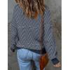 ZESICA Women’s 2026 Spring Fashion Turtleneck Long Sleeve Striped Ribbed Knit Loose Pullover Sweater Tops(Navystripe)