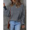 ZESICA Women’s 2026 Spring Fashion Turtleneck Long Sleeve Striped Ribbed Knit Loose Pullover Sweater Tops(Navystripe)