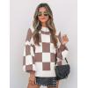 ZESICA Women’s 2026 Spring Fashion Turtleneck Long Sleeve Striped Ribbed Knit Loose Pullover Sweater Tops(Nutmeg)