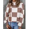 ZESICA Women’s 2026 Spring Fashion Turtleneck Long Sleeve Striped Ribbed Knit Loose Pullover Sweater Tops(Nutmeg)
