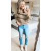 ZESICA Women’s 2026 Spring Fashion Turtleneck Long Sleeve Striped Ribbed Knit Loose Pullover Sweater Tops(Oatmeal)