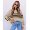 ZESICA Women’s 2026 Spring Fashion Turtleneck Long Sleeve Striped Ribbed Knit Loose Pullover Sweater Tops(Oatmeal)
