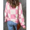 ZESICA Women’s 2026 Spring Fashion Turtleneck Long Sleeve Striped Ribbed Knit Loose Pullover Sweater Tops(Pinkplaid)