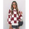 ZESICA Women’s 2026 Spring Fashion Turtleneck Long Sleeve Striped Ribbed Knit Loose Pullover Sweater Tops(Plumplaid)