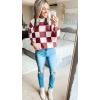 ZESICA Women’s 2026 Spring Fashion Turtleneck Long Sleeve Striped Ribbed Knit Loose Pullover Sweater Tops(Plumplaid)