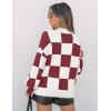ZESICA Women’s 2026 Spring Fashion Turtleneck Long Sleeve Striped Ribbed Knit Loose Pullover Sweater Tops(Plumplaid)