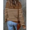 ZESICA Women’s 2026 Spring Fashion Turtleneck Long Sleeve Striped Ribbed Knit Loose Pullover Sweater Tops(Tan)