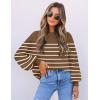 ZESICA Women’s 2026 Spring Fashion Turtleneck Long Sleeve Striped Ribbed Knit Loose Pullover Sweater Tops(Tan)