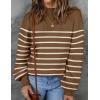 ZESICA Women’s 2026 Spring Fashion Turtleneck Long Sleeve Striped Ribbed Knit Loose Pullover Sweater Tops(Tan)