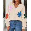ZESICA Womens 2026 Spring Floral Cardigan Sweaters Casual Long Sleeve Open Front Button Down V Neck Knit Sweater(Apricot)