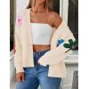 ZESICA Womens 2026 Spring Floral Cardigan Sweaters Casual Long Sleeve Open Front Button Down V Neck Knit Sweater(Apricot)