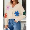 ZESICA Womens 2026 Spring Floral Cardigan Sweaters Casual Long Sleeve Open Front Button Down V Neck Knit Sweater(Apricot)