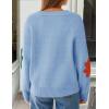 ZESICA Womens 2026 Spring Floral Cardigan Sweaters Casual Long Sleeve Open Front Button Down V Neck Knit Sweater(Blue)
