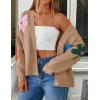 ZESICA Womens 2026 Spring Floral Cardigan Sweaters Casual Long Sleeve Open Front Button Down V Neck Knit Sweater(Khaki)