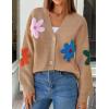 ZESICA Womens 2026 Spring Floral Cardigan Sweaters Casual Long Sleeve Open Front Button Down V Neck Knit Sweater(Khaki)