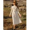 ZESICA Womens 2026 Spring Turtleneck Long Sleeve Sweater Dress Tie Waist Casual Loose Ribbed Knit A Line Midi Dresses(Apricot)